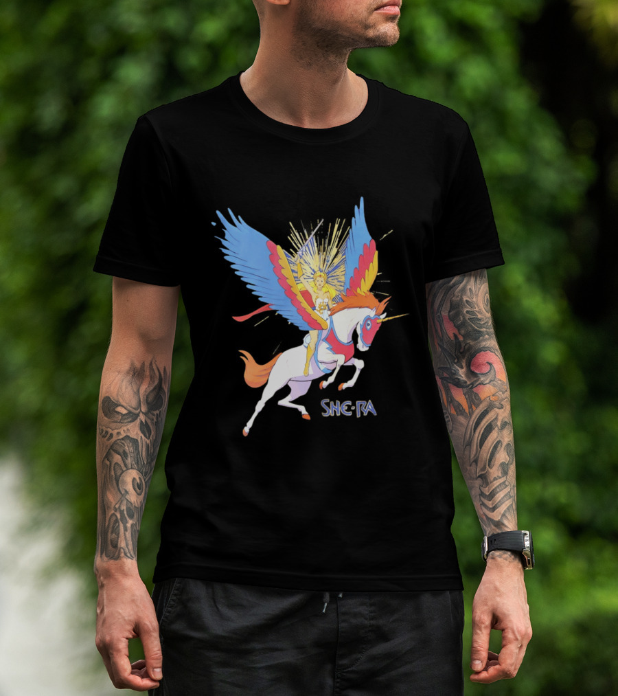 She Ra Riding Swift Wind Pegasus Unicorn Adventure T-Shirt