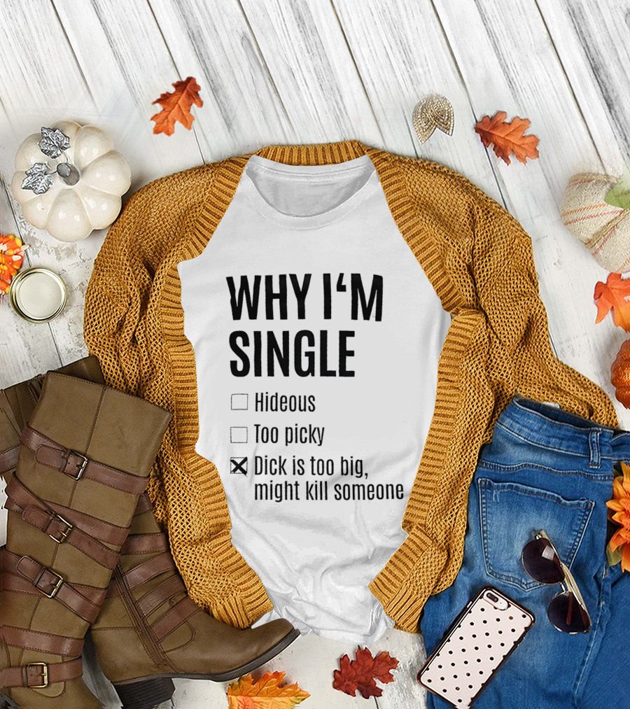 Why I'm Single Hideous Too Picky Dick is Too Big Might Kill Someone T-Shirt
