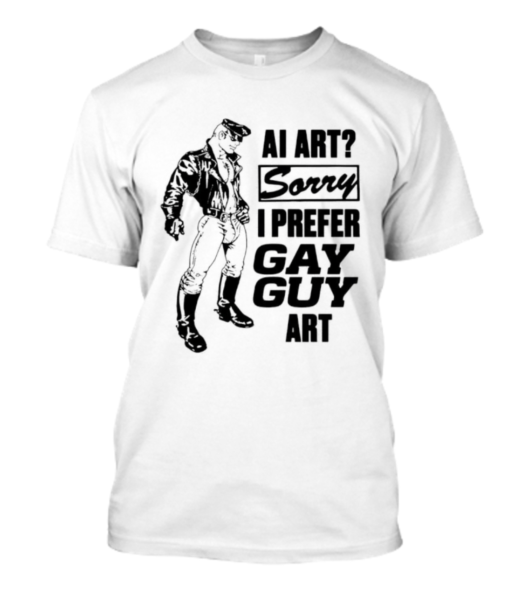 AI Art Sorry I Prefer Gay Guy Art Biker T-Shirt
