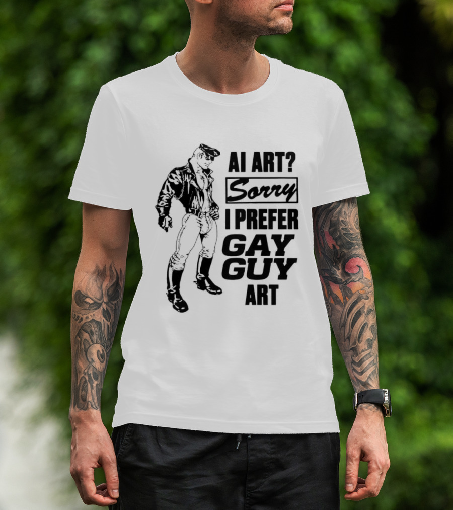 AI Art Sorry I Prefer Gay Guy Art Biker T-Shirt