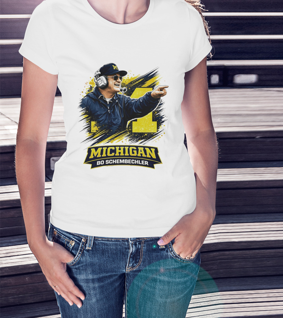 Bo Schembechler Michigan Wolverines Coach Iconic M Football T-Shirt