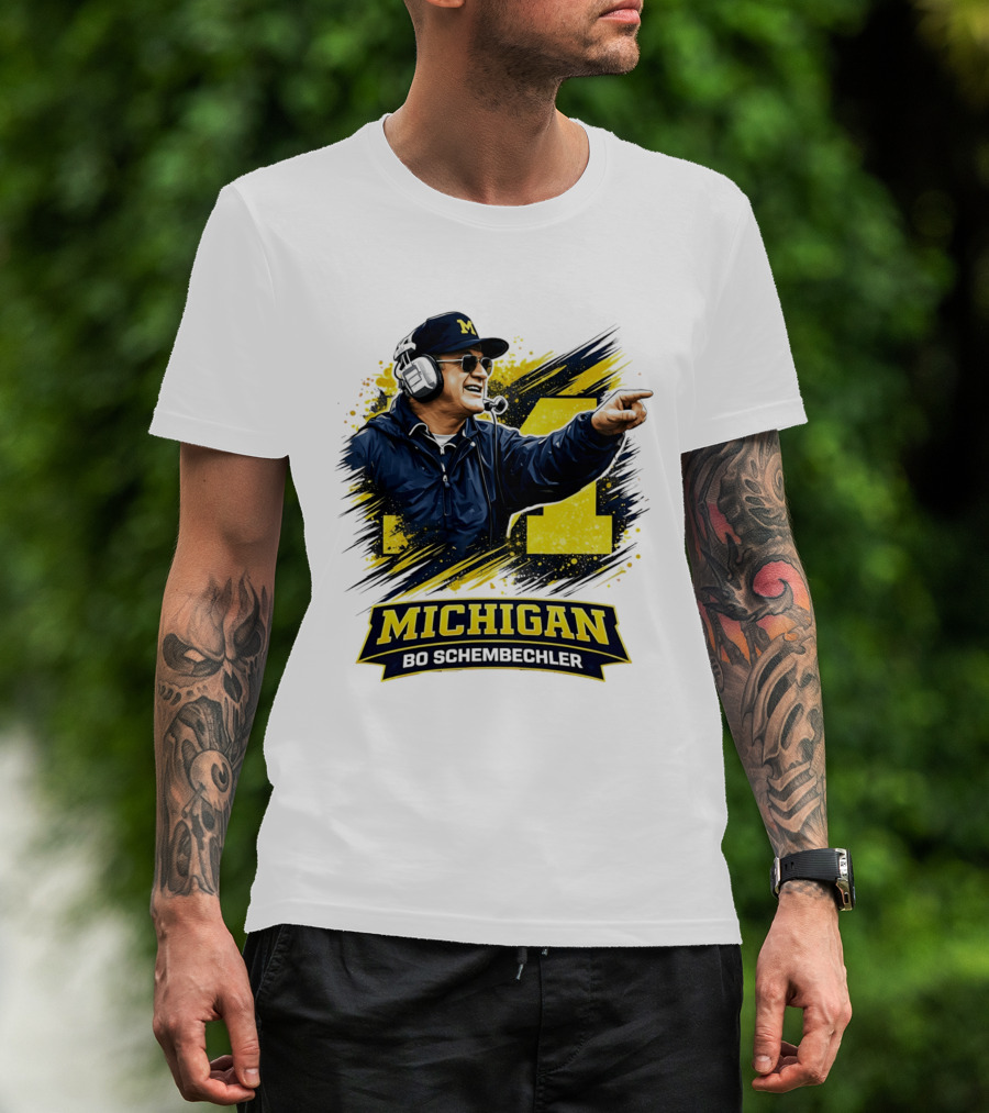 Bo Schembechler Michigan Wolverines Coach Iconic M Football T-Shirt