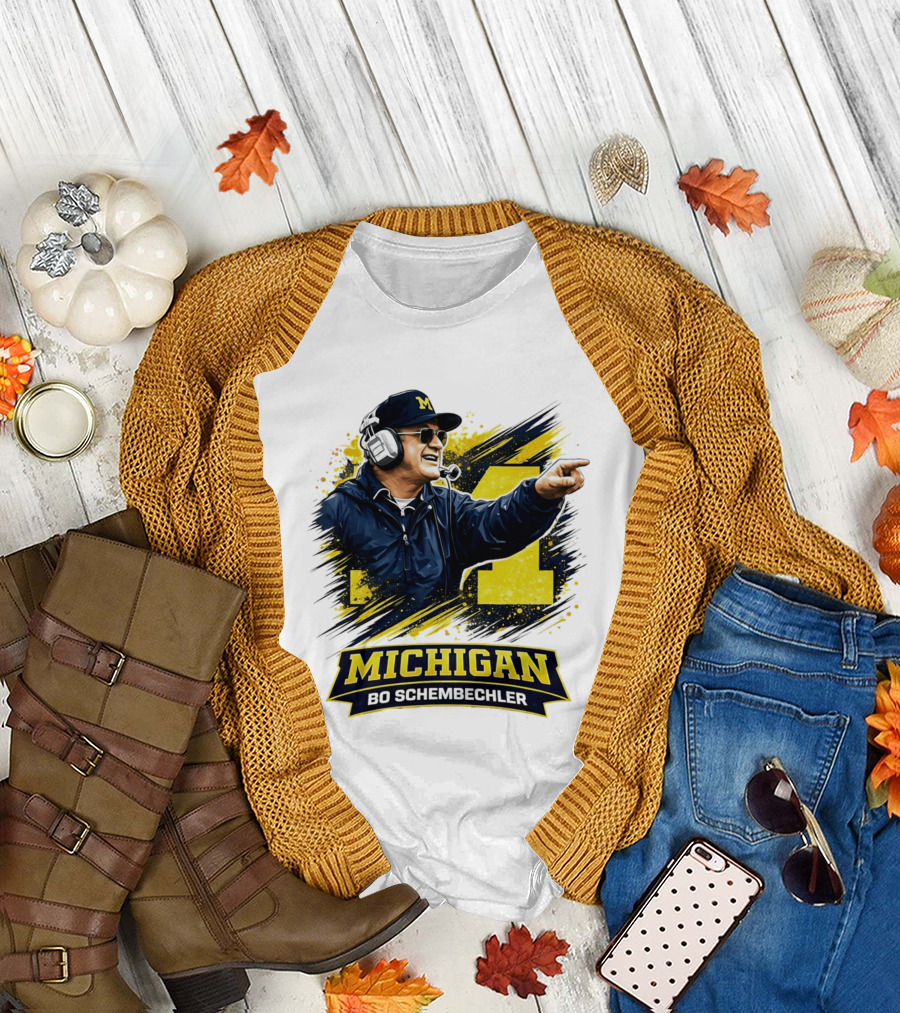 Bo Schembechler Michigan Wolverines Coach Iconic M Football T-Shirt