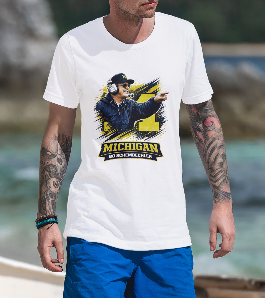 Bo Schembechler Michigan Wolverines Coach Iconic M Football T-Shirt
