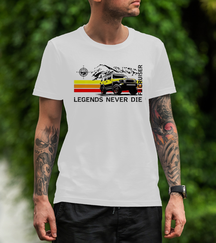 FJ Cruiser Legends Never Die Mountain Compass Sunset Adventure T-Shirt