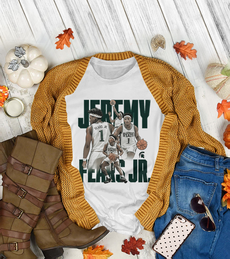 Jeremy Fears Jr Michigan State Spartans Basketball Player Collage T-Shirt