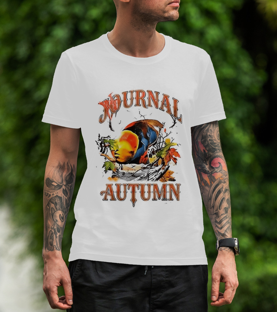 Journal Autumn Colorful Bird And Leaves T-Shirt