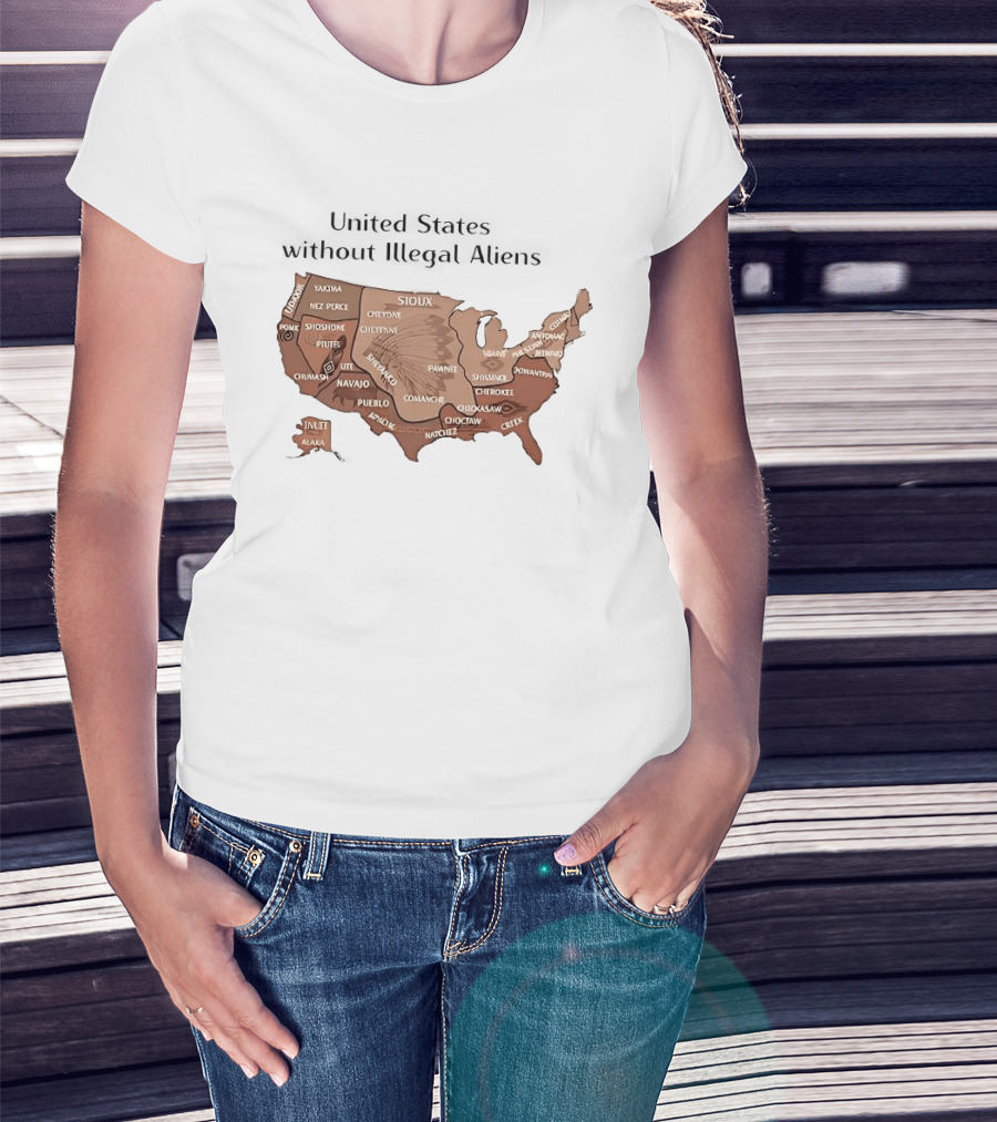 United States Map Featuring Native Tribes And Nations T-Shirt