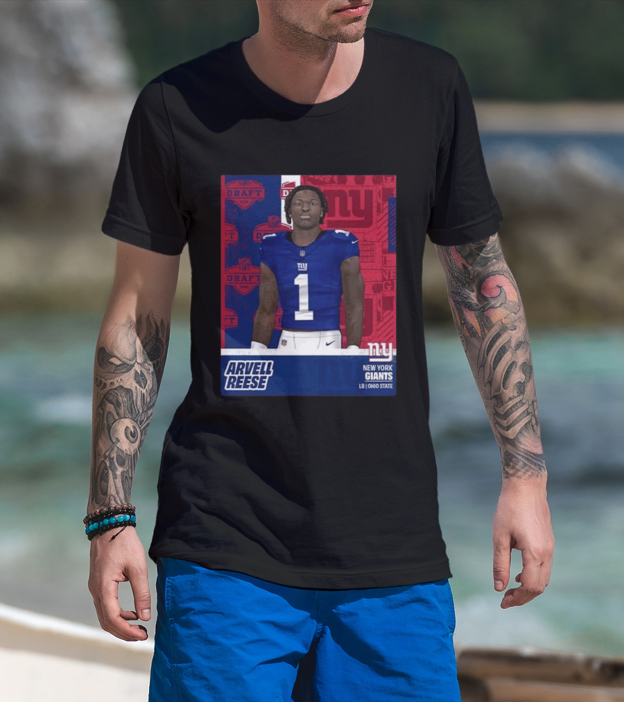2026 Draft New York Giants Arvell Reese Round 1 Pick 5 LB Ohio State T-Shirt