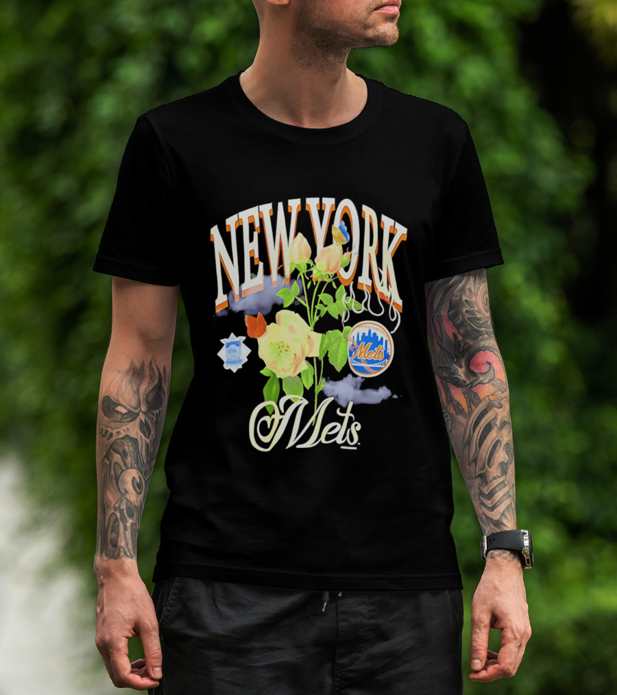 New York Mets Floral Baseball Mets T-Shirt
