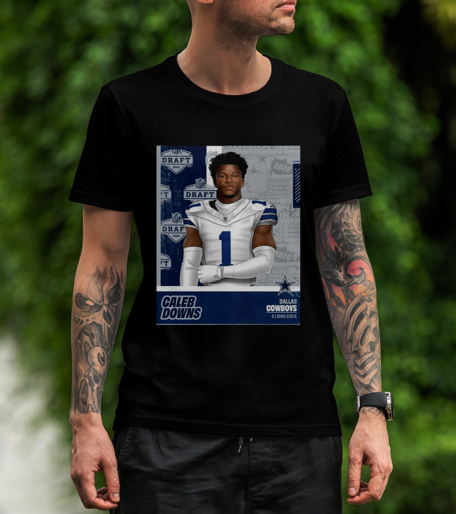 Dallas Cowboys Caleb Downs 2026 Draft Round 1 Pick 11 Ohio State NFL T-Shirt