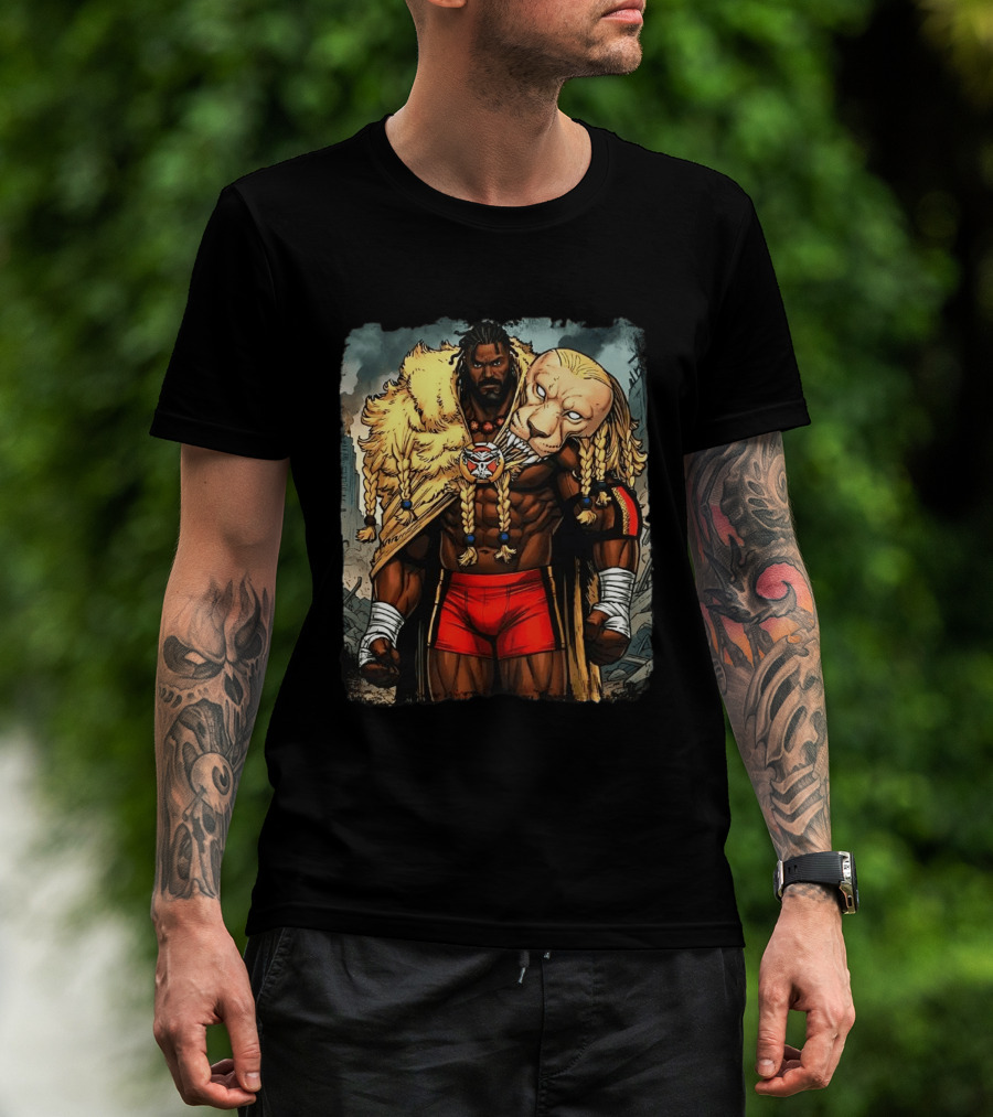 Oba Femi Lion's Strength WWE Red Shorts Fierce Warrior Costume T-Shirt