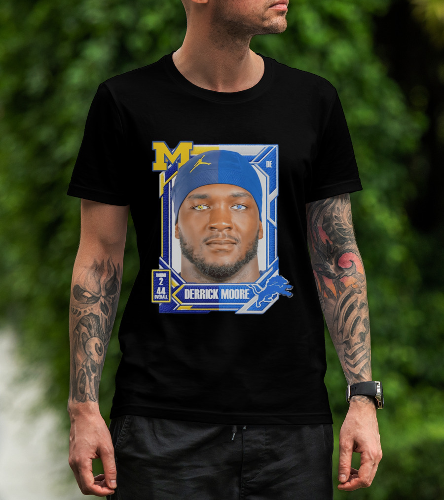 Derrick Moore Detroit Lions Round 2 Pick 44 Michigan 2026 Draft T-Shirt