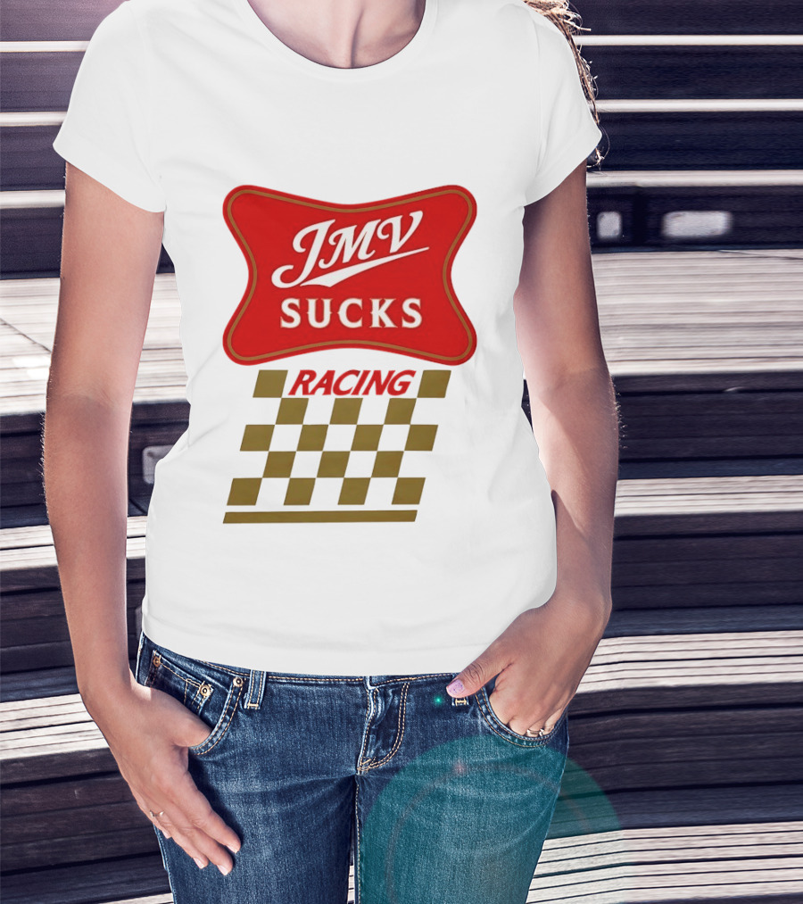 JMV Sucks Racing Checkered Flag Red And White T-Shirt