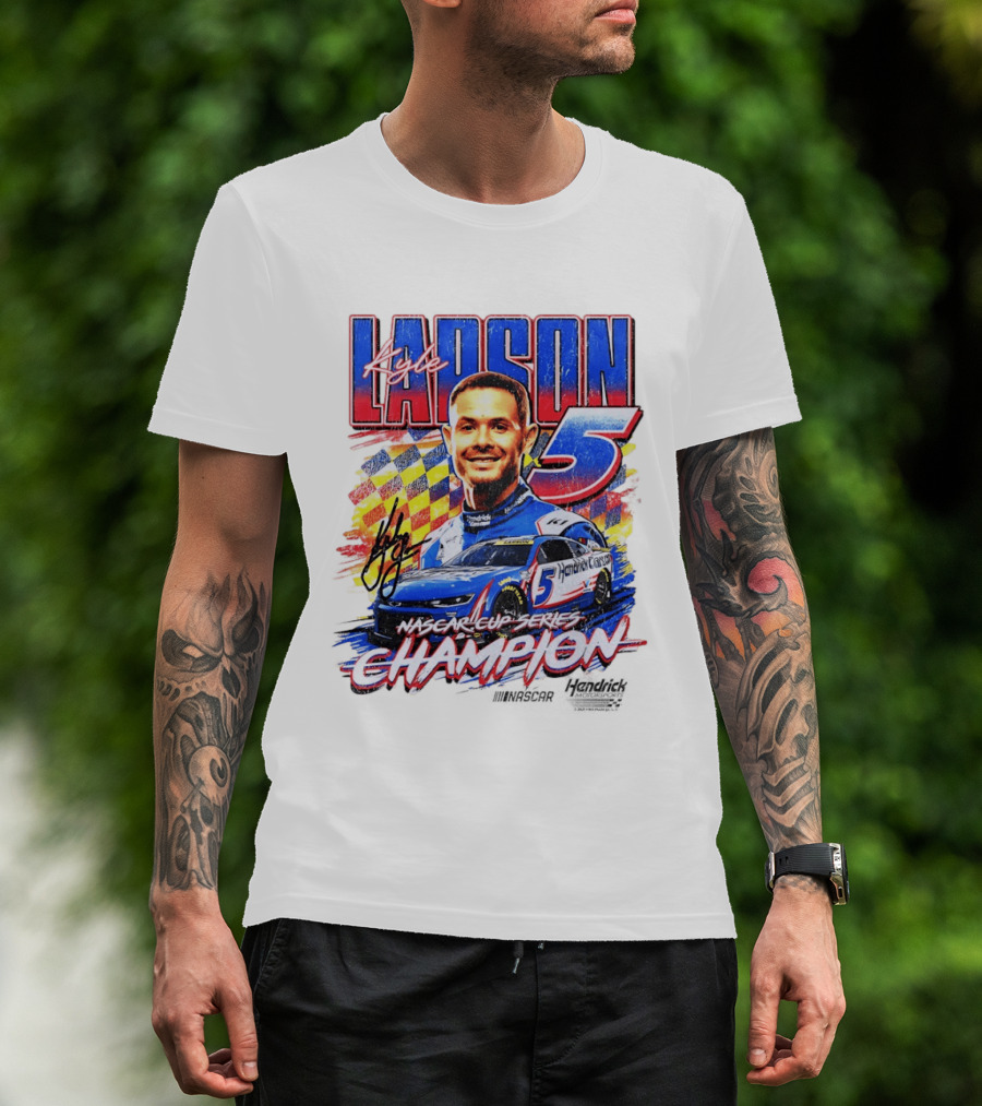 Kyle Larson NASCAR Cup Series Champion Number 5 Hendrick Motorsports Signature T-Shirt