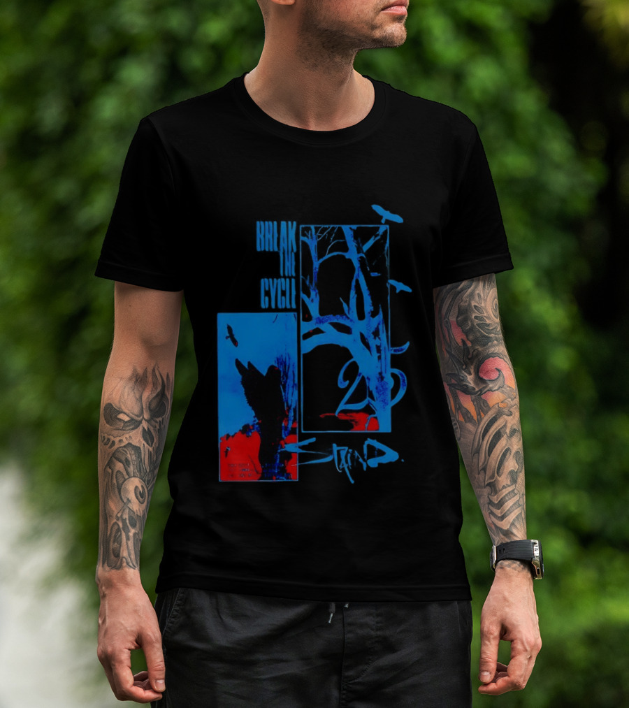 Staind Break The Cycle 25 Anniversary Peaceful Day Vibrant Blue Nature Scene T-Shirt