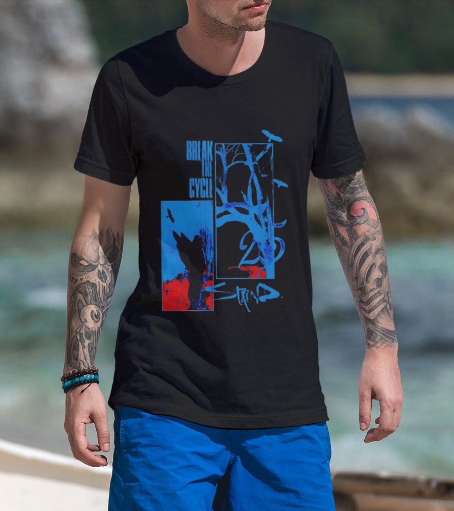 Staind Break The Cycle 25 Anniversary Peaceful Day Vibrant Blue Nature Scene T-Shirt