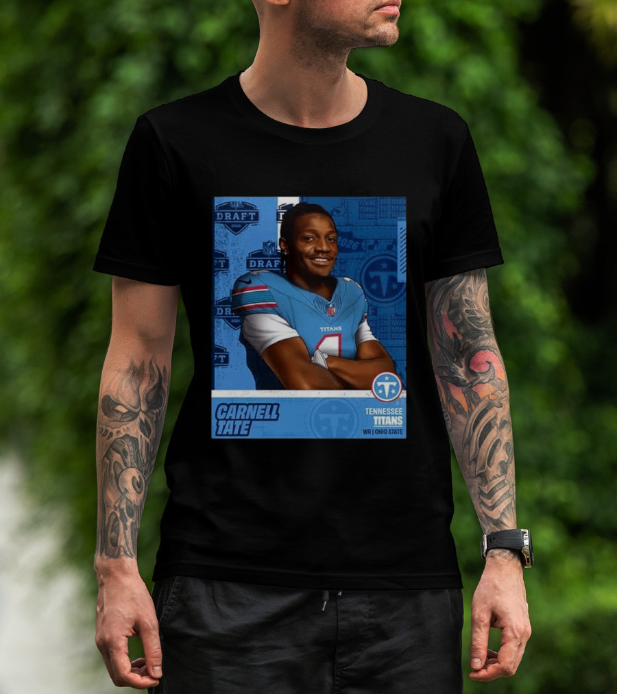 Carnell Tate Tennessee Titans 2026 NFL Draft Pick Round 1 Pick 4 WR Ohio State T-Shirt