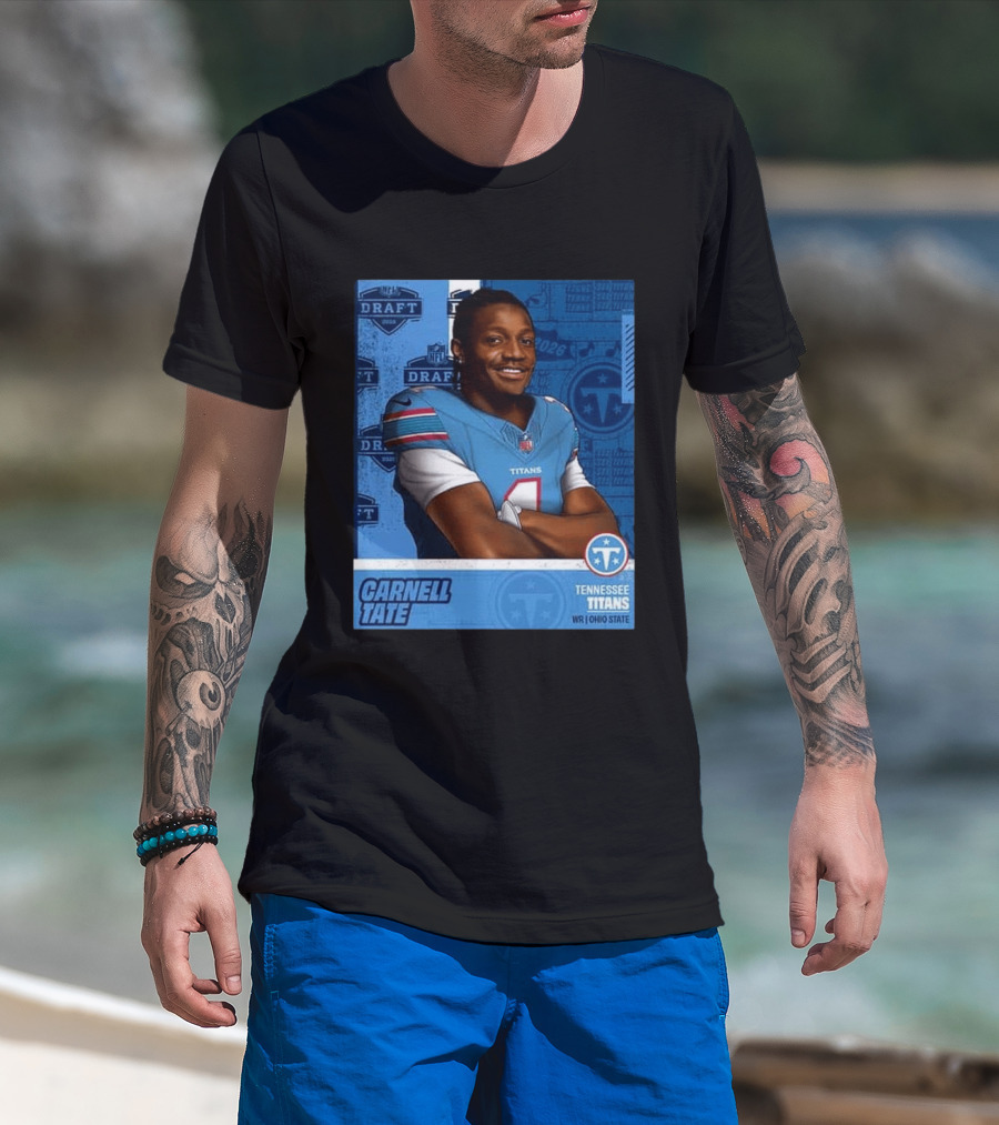 Carnell Tate Tennessee Titans 2026 NFL Draft Pick Round 1 Pick 4 WR Ohio State T-Shirt