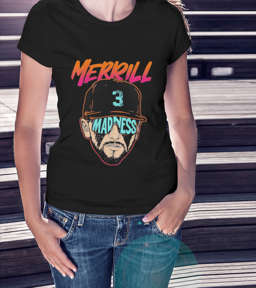 Merrill Madness San Diego Padres Jackson Merrill City Edition 3 Baseball T-Shirt