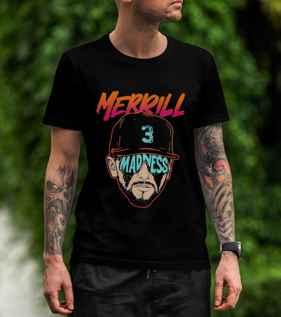 Merrill Madness San Diego Padres Jackson Merrill City Edition 3 Baseball T-Shirt