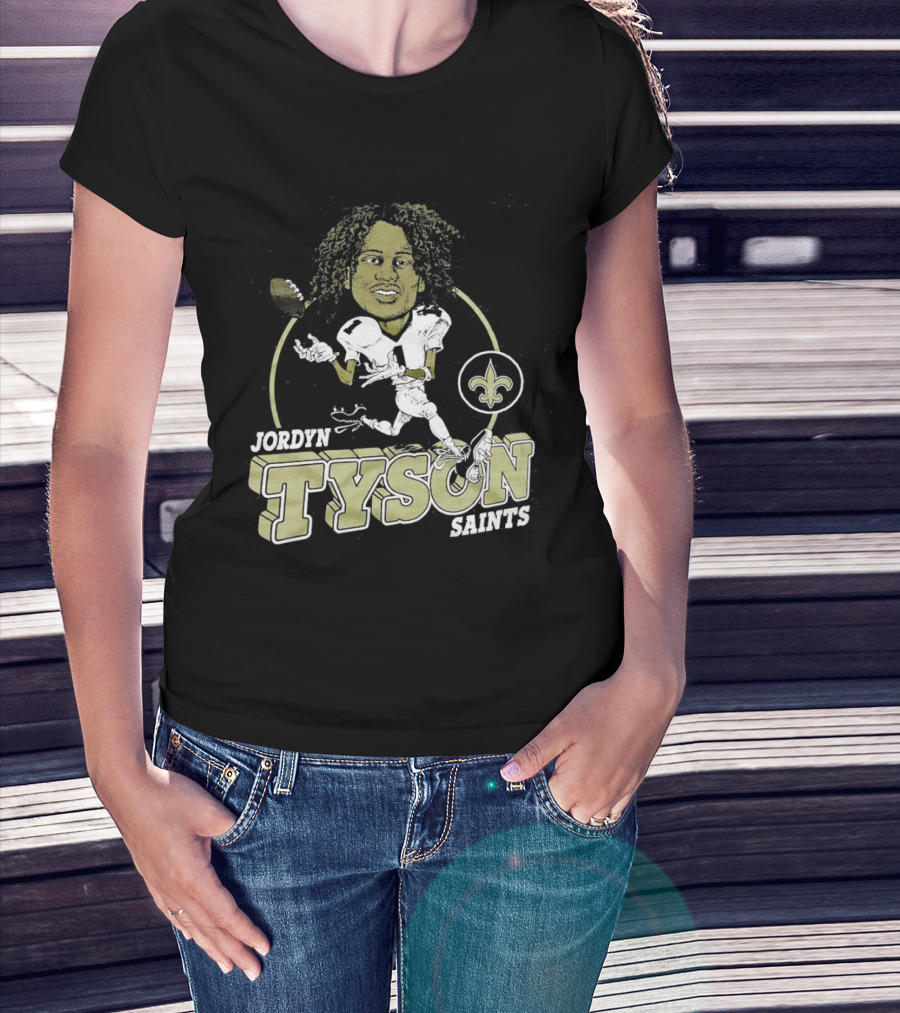 New Orleans Saints Jordyn Tyson Number 1 Caricature Fleur De Lis T-Shirt