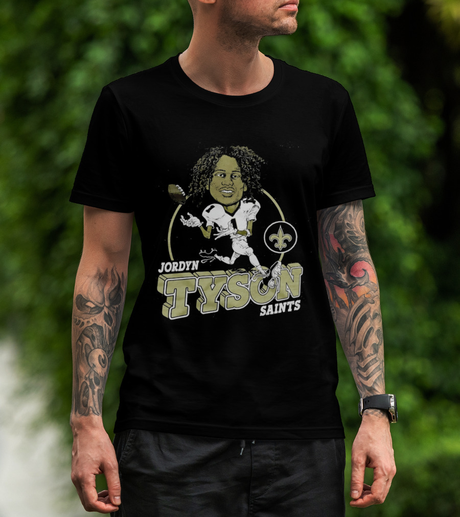 New Orleans Saints Jordyn Tyson Number 1 Caricature Fleur De Lis T-Shirt