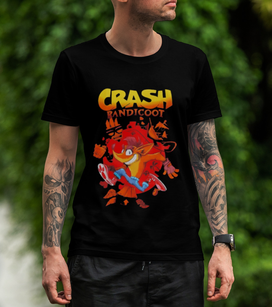Crash Bandicoot Cartoon Classic Character Action Adventure T-Shirt