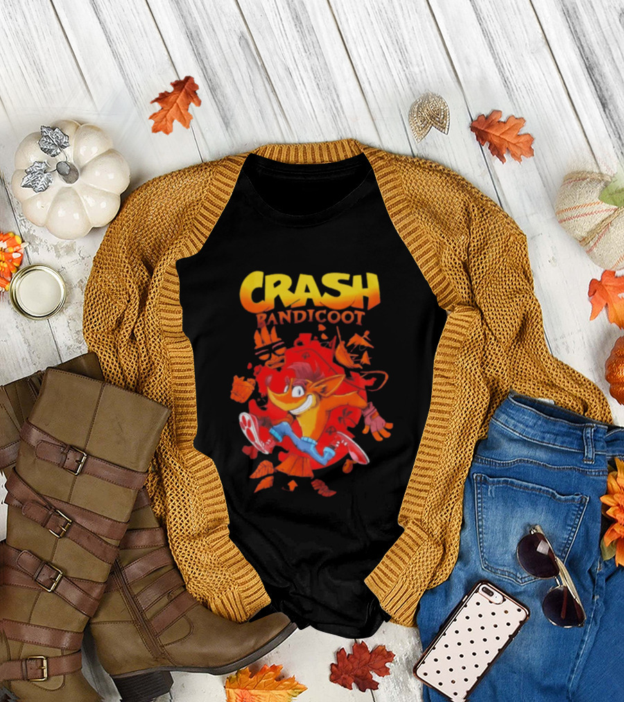 Crash Bandicoot Cartoon Classic Character Action Adventure T-Shirt
