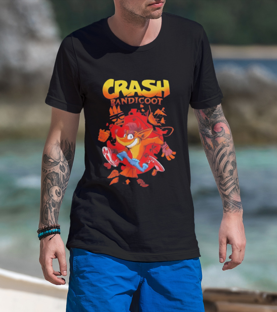 Crash Bandicoot Cartoon Classic Character Action Adventure T-Shirt