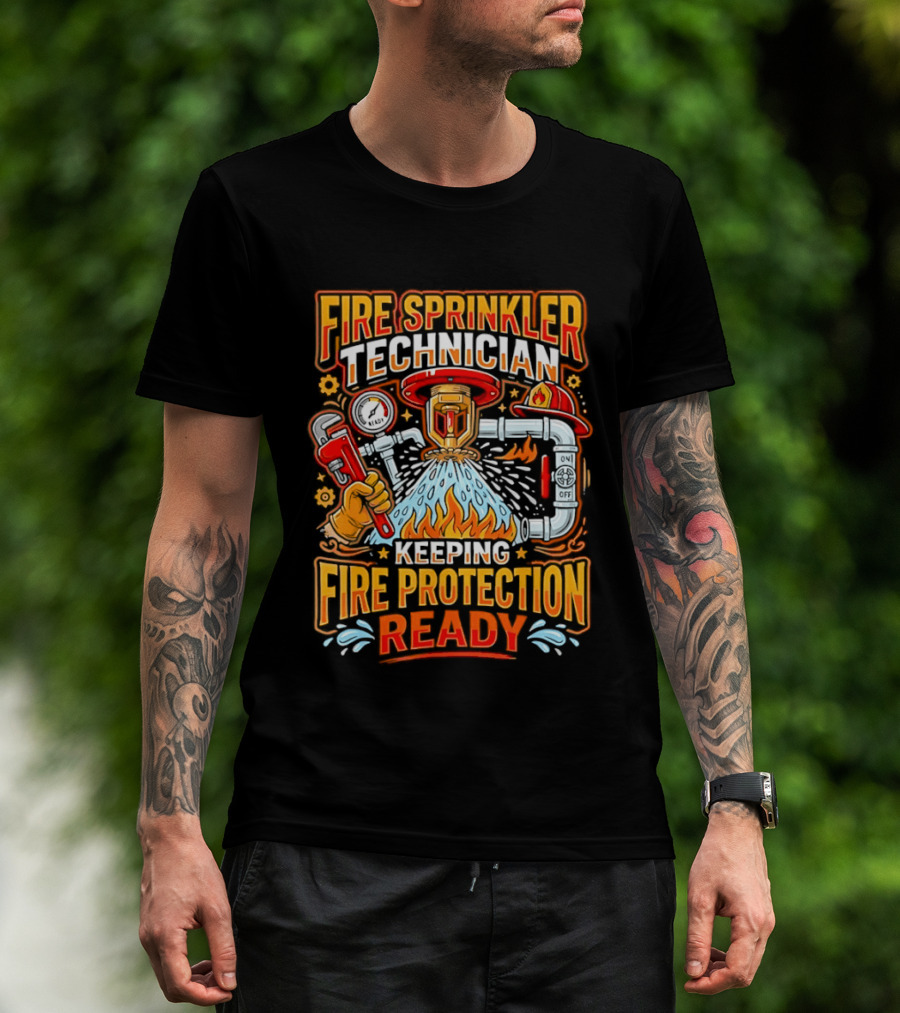Fire Sprinkler Technician Keeping Fire Protection Ready T-Shirt
