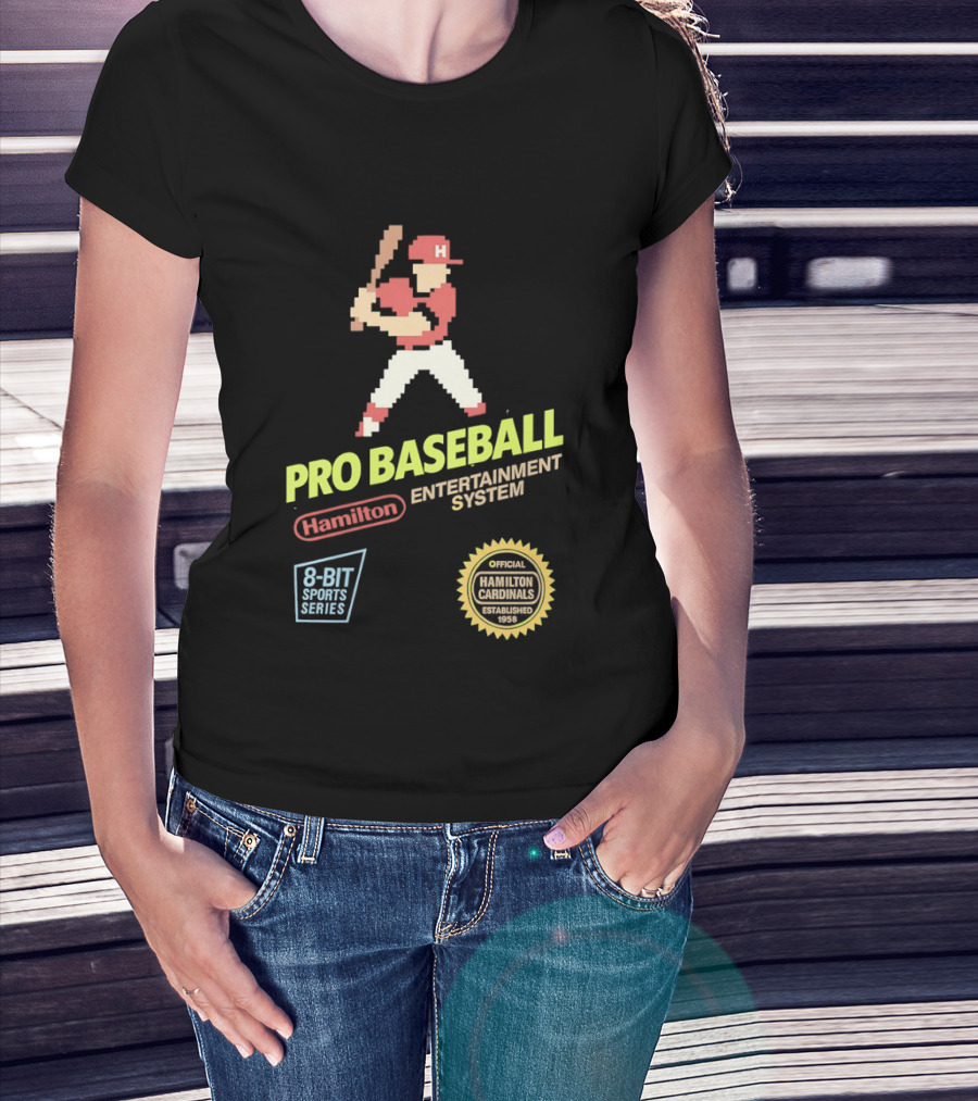 Hamilton Cardinals 8 Bit Nintendo Licensed Pro Baseball Players T-Shirt