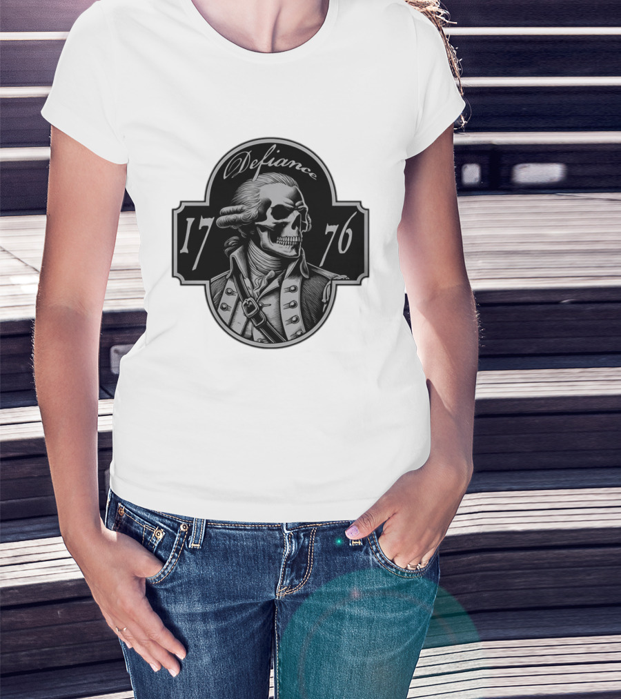 Defiance 1776 George Washington Skeleton Patriotic T-Shirt