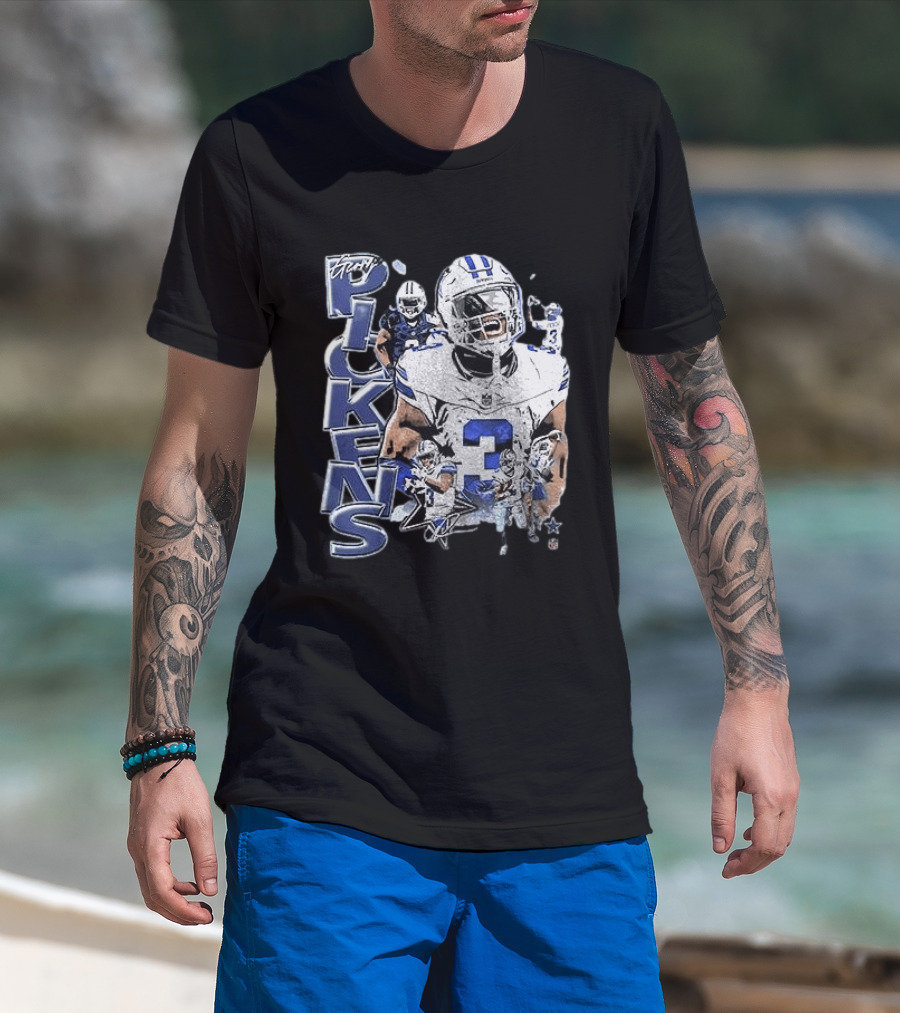 Dallas Cowboys George Pickens Player 3 Star Fans Collection T-Shirt