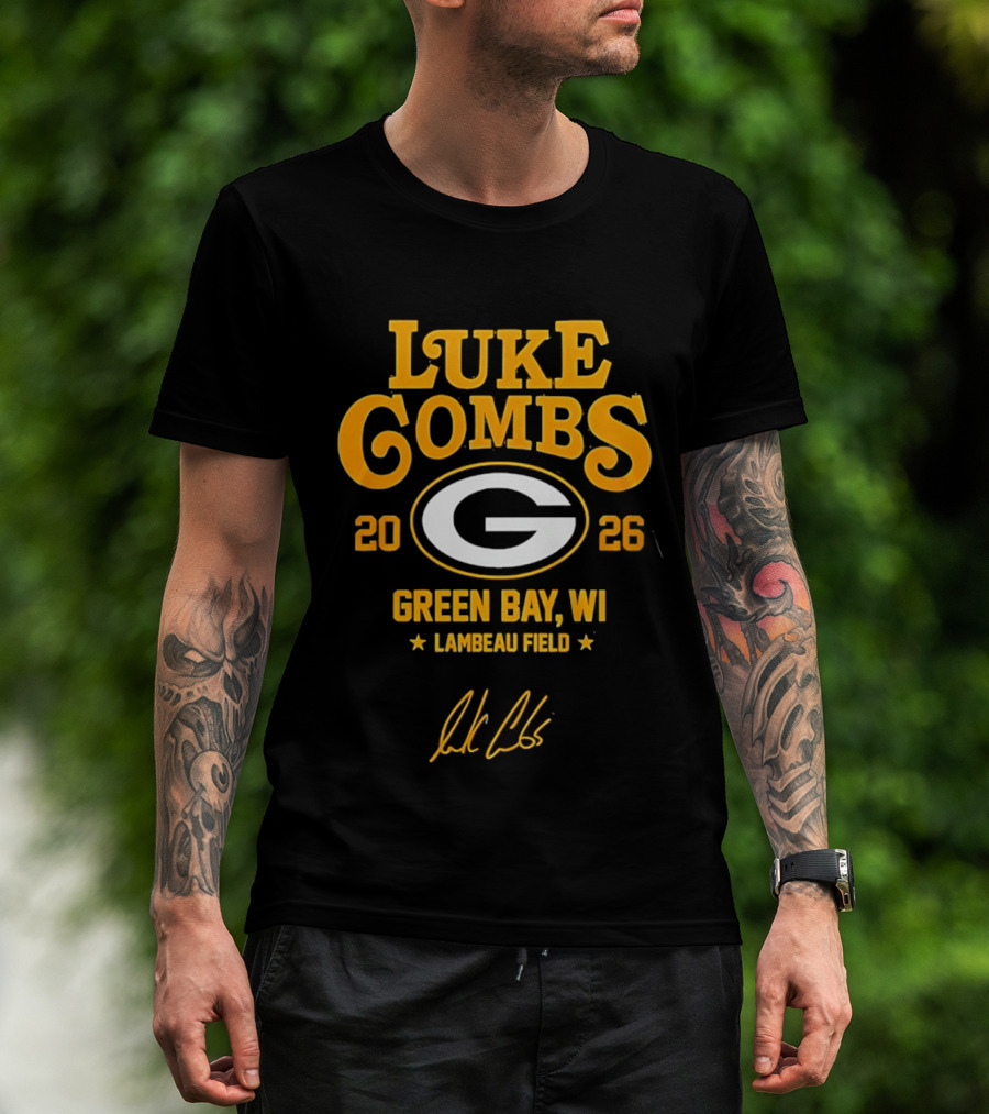 Luke Combs 2026 Green Bay WI Lambeau Field Packers Tour T-Shirt