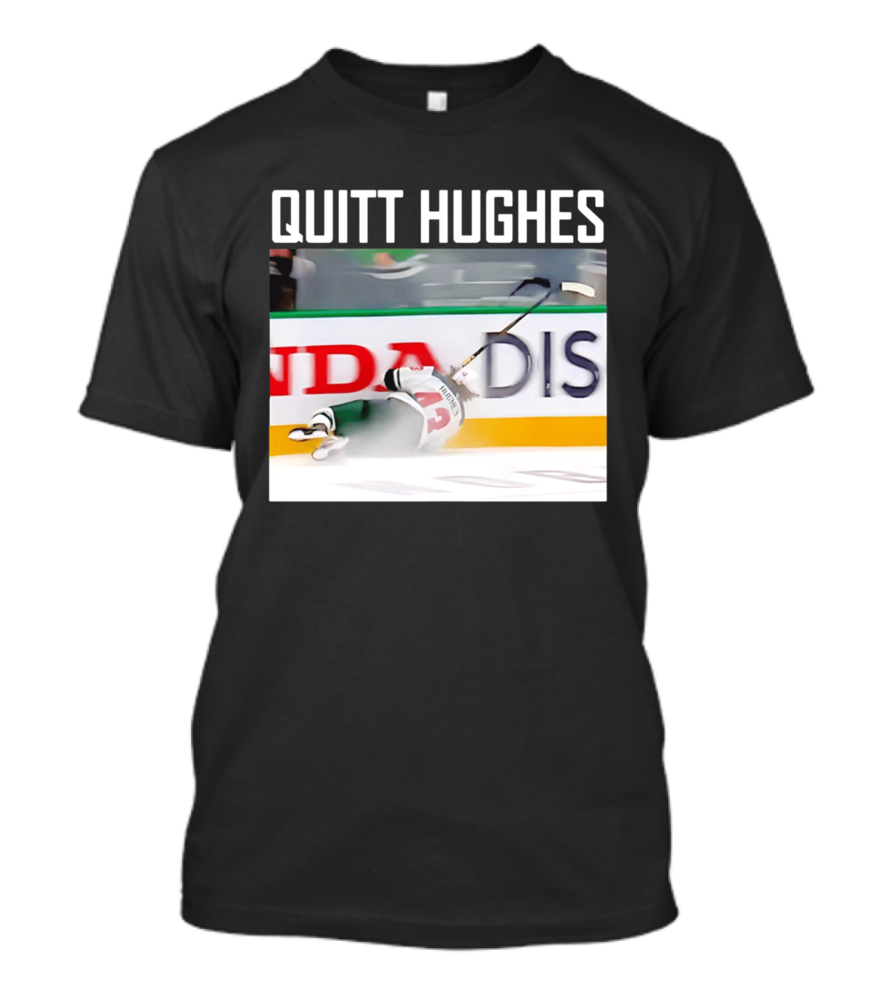 Quitt Hughes Hockey Player Falling Action Moment T-Shirt