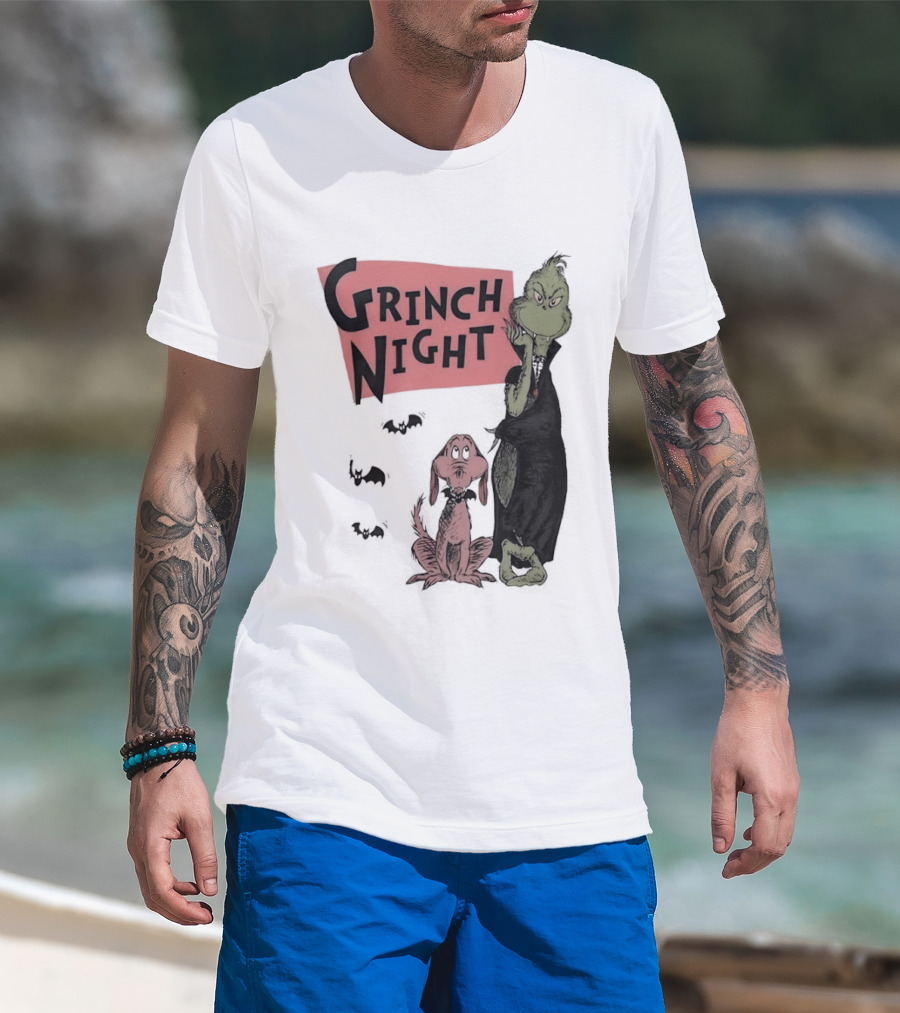 Grinch And Max Halloween Night Spooky Scene T-Shirt