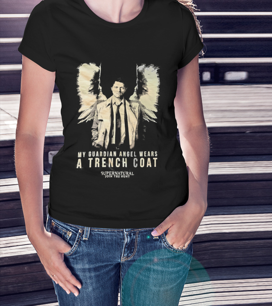Castiel Guardian Angel Wears Trench Coat Supernatural Join The Hunt T-Shirt