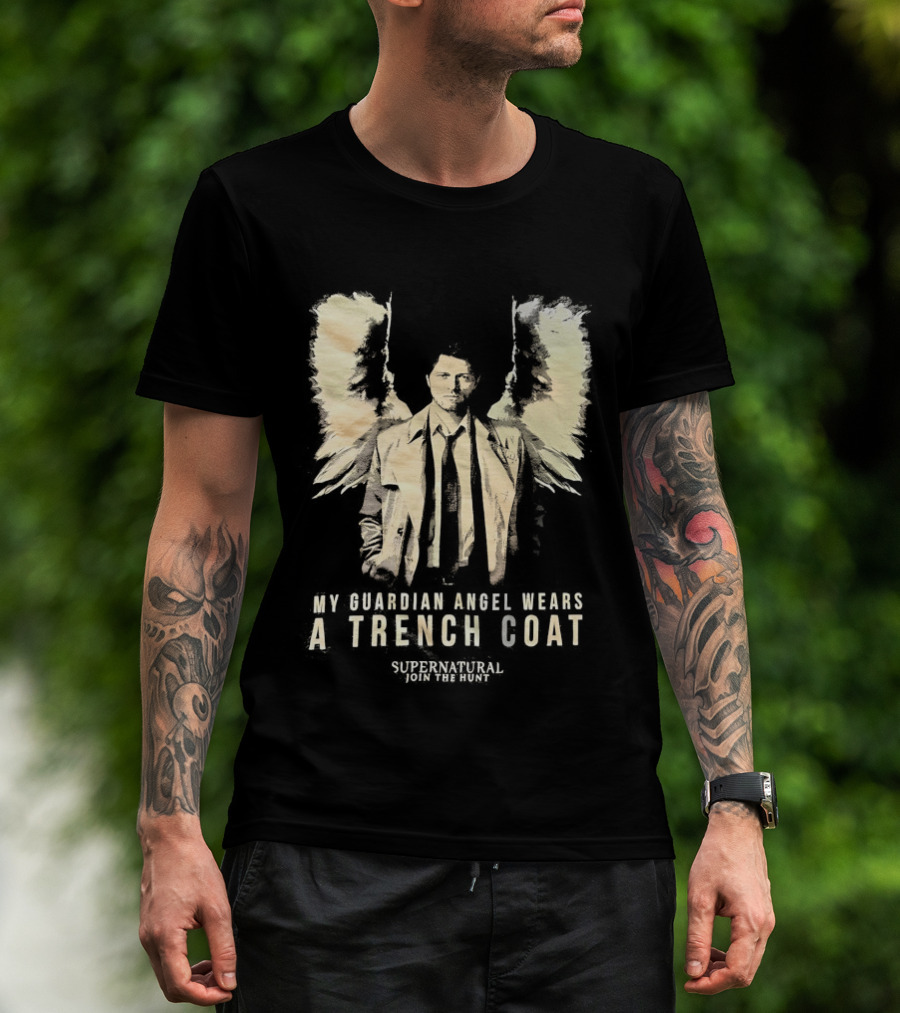 Castiel Guardian Angel Wears Trench Coat Supernatural Join The Hunt T-Shirt