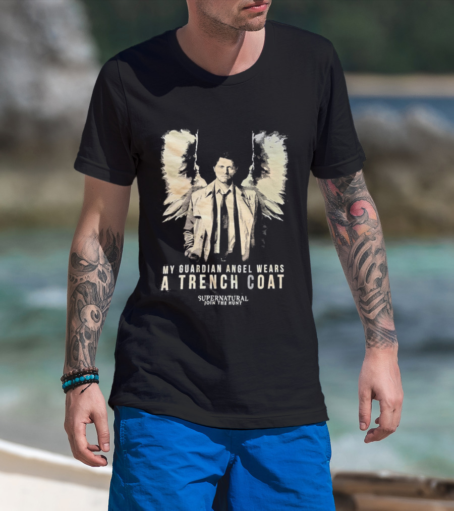 Castiel Guardian Angel Wears Trench Coat Supernatural Join The Hunt T-Shirt
