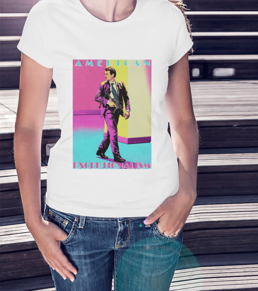 American Exceptionalism Retro Pop Art Style Man With Gun T-Shirt