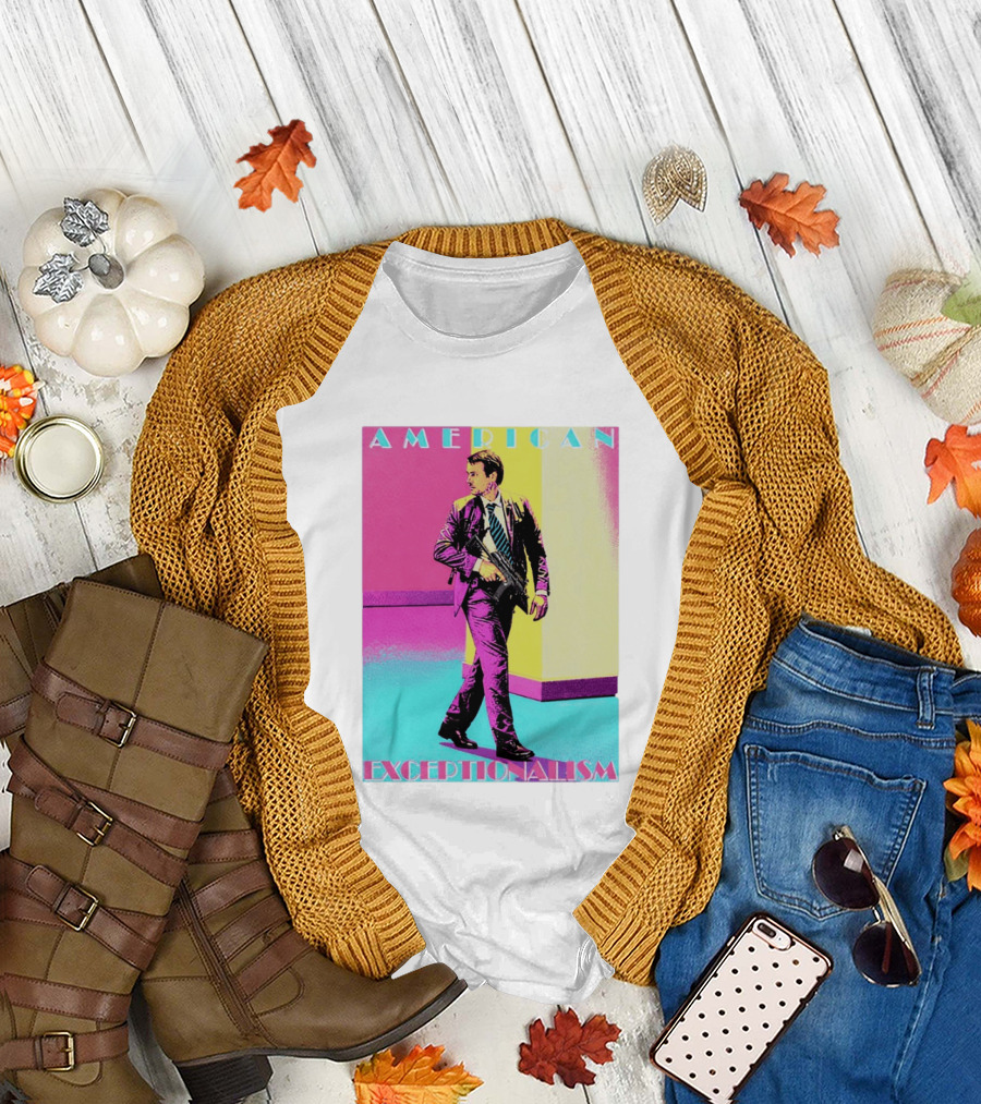 American Exceptionalism Retro Pop Art Style Man with Gun T-Shirt