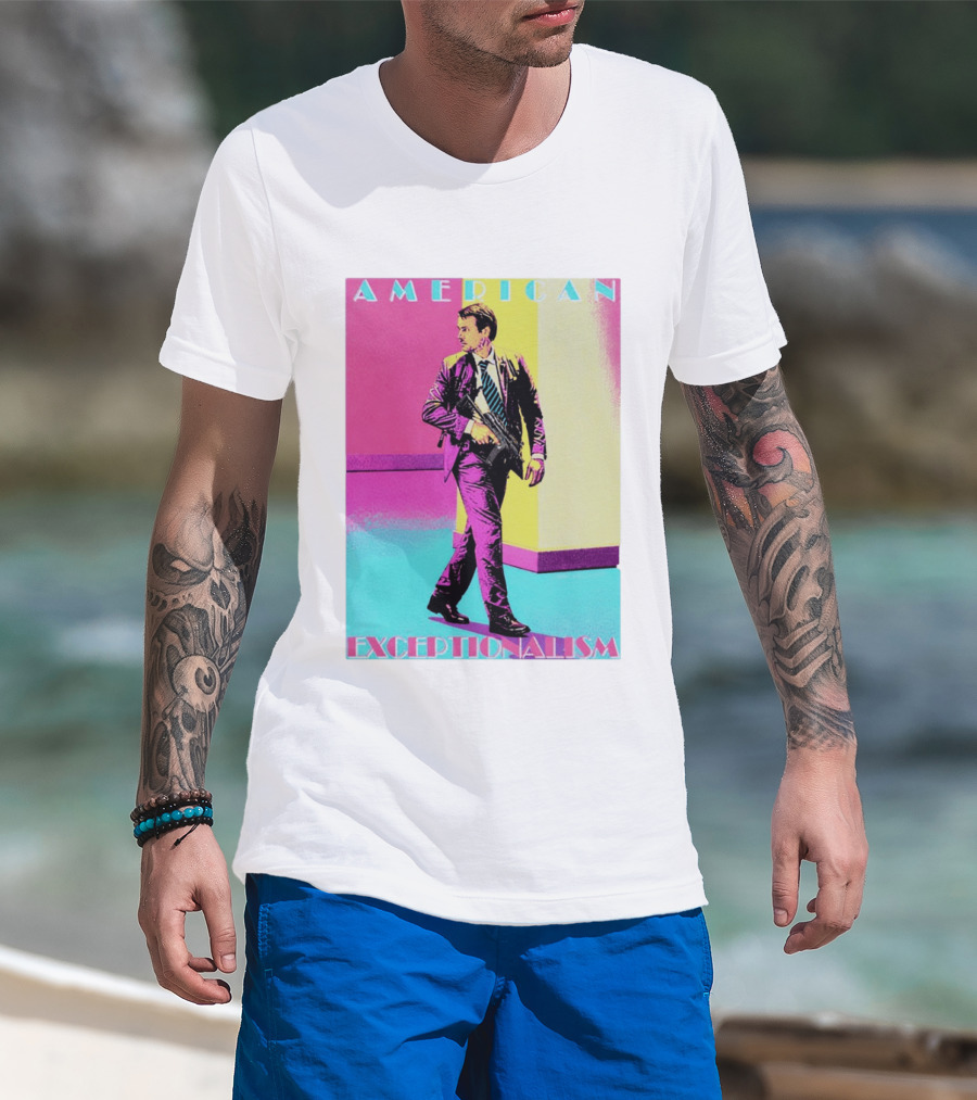 American Exceptionalism Retro Pop Art Style Man With Gun T-Shirt