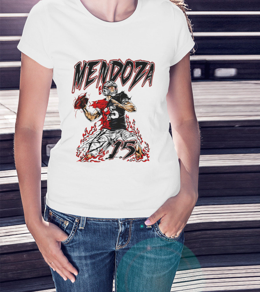 Fernando Mendoza Raiders 15 Hand Drawn Football Athlete T-Shirt