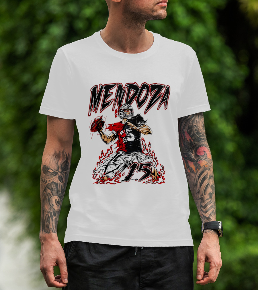 Fernando Mendoza Raiders 15 Hand Drawn Football Athlete T-Shirt