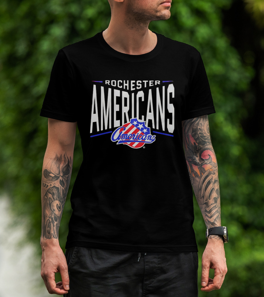 Rochester Americans Team Logo Stars Stripes NHL AHL T-Shirt
