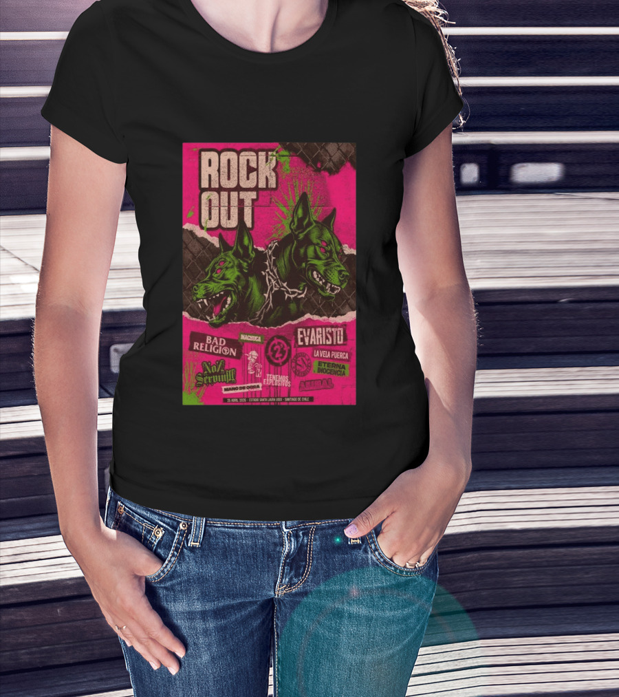 Rock Out Bad Religion Evaristo Santiago Chile April 25 2026 Serigrafía T-Shirt
