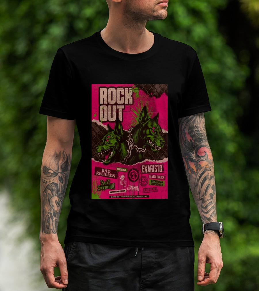 Rock Out Bad Religion Evaristo Santiago Chile April 25 2026 Serigrafía T-Shirt