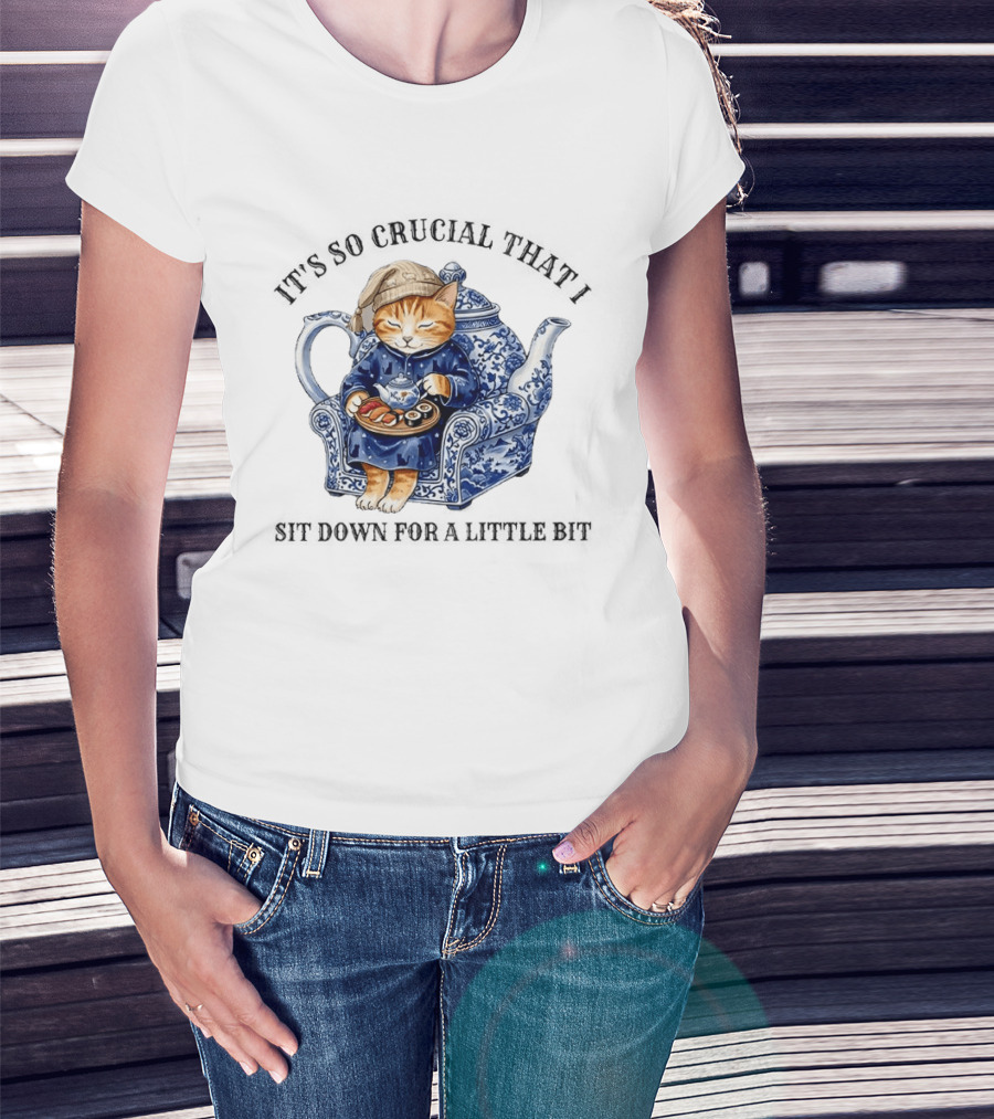 It's So Crucial That I Sit Down For A Little Bit Teapot Nap Cat T-Shirt