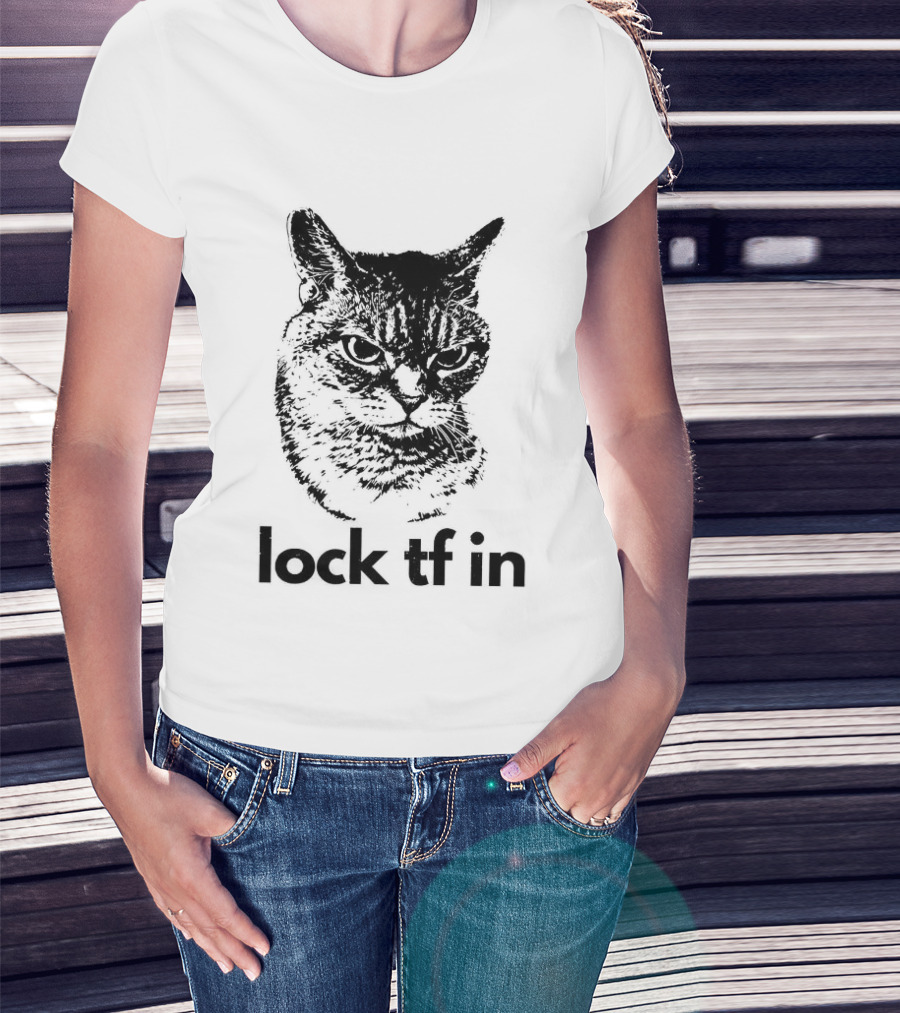 Serious Cat Lock Tf In Classical Japanese T-Shirt